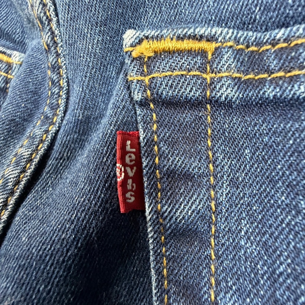 Levis Workwear 505 Regular Fit Mens Jeans Dark Wash Indigo 35x32 Straight Leg - Picture 10 of 11